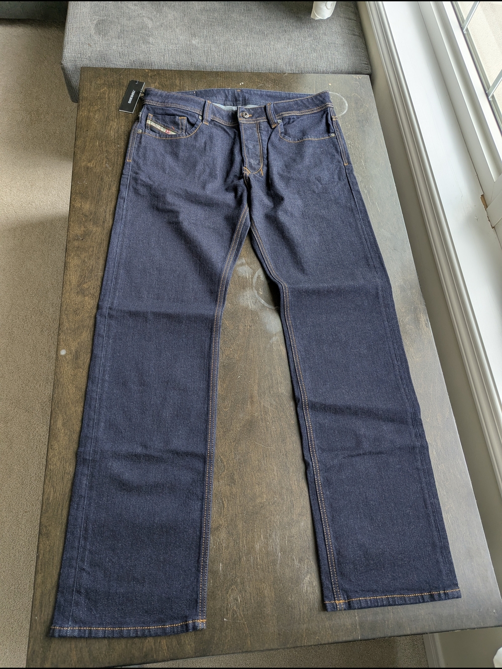 Diesel-Men's Dark Blue Straight-Leg Jeans